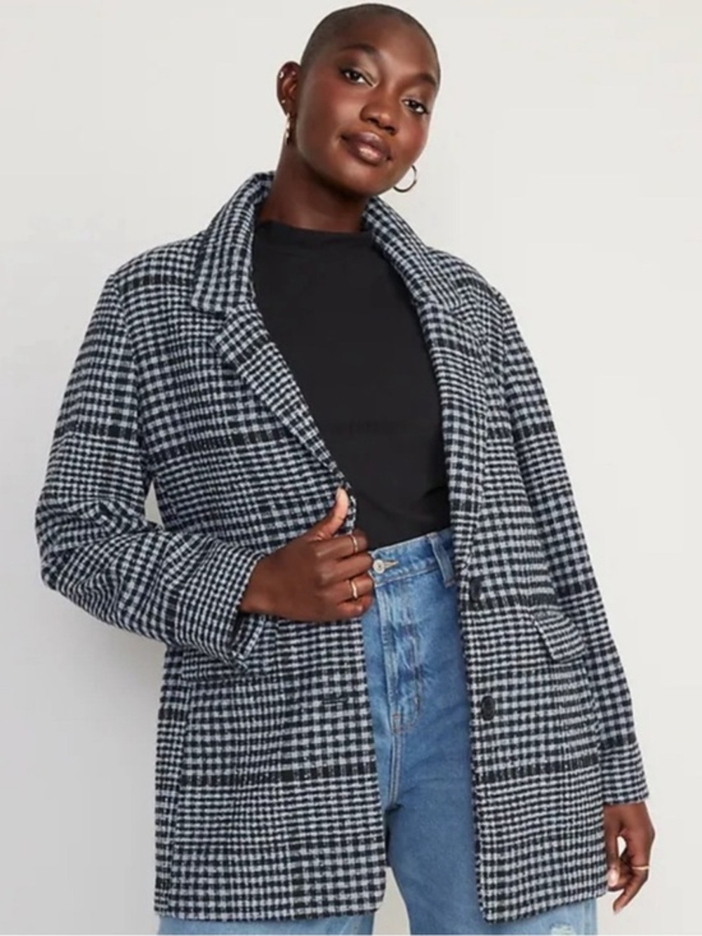 Old Navy Plaid Tweed Two Button Soft-Brushed
Oversized Blazer Jacket size L
